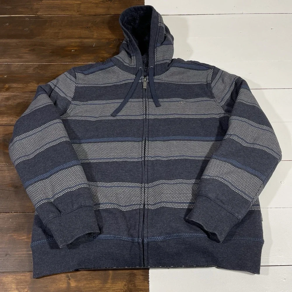 Vintage O'Neill Mens Y2K Thick Sherpa Lined Full Zip Hoodie Size L Skater Preppy